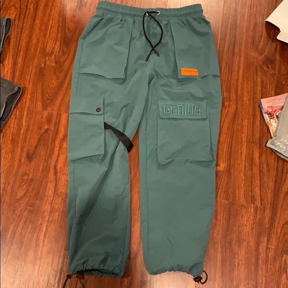 blue pants. high tech.
